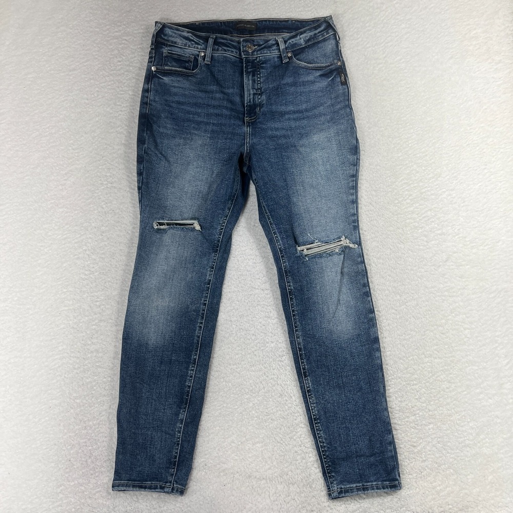 Silver Jeans Womens Infinite Fit Stretch Med Wash Skinny Denim Jeans 29x26.5